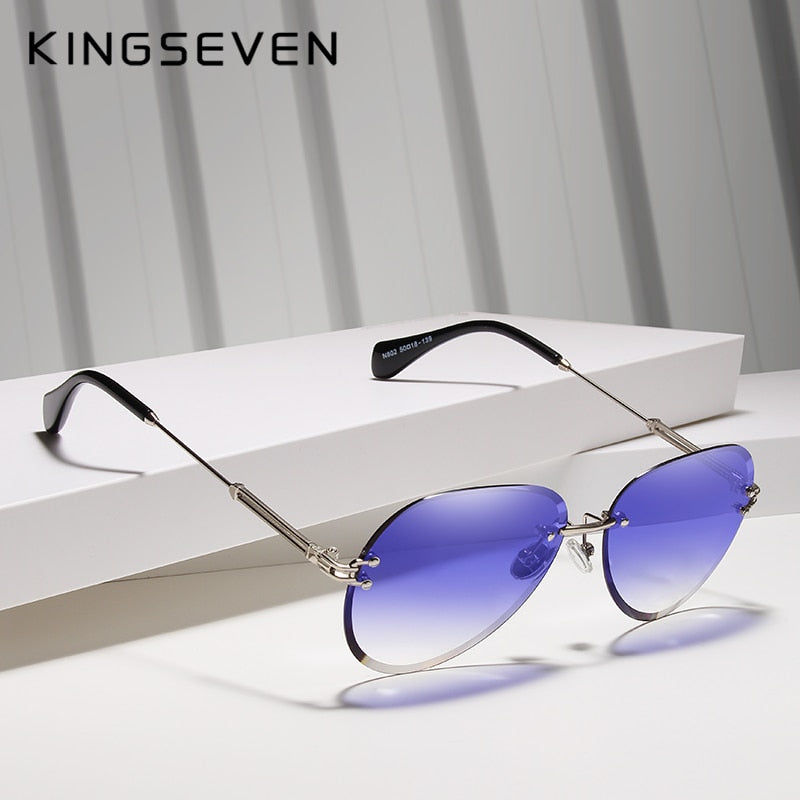 KINGSEVEN Vintage Fashion Rimless Gradient Sunglasses For Women