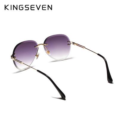 KINGSEVEN DESIGN Women Rimless Pilot Sunglasses Gradient Lens -  UV400 Protection