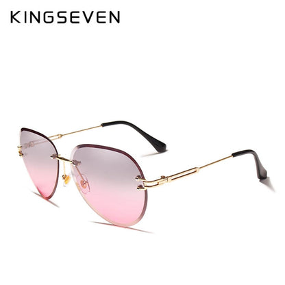 KINGSEVEN DESIGN Women Rimless Pilot Sunglasses Gradient Lens -  UV400 Protection