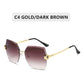 Vintage Blinky Fashion Oversized Rimless Sunglasses For Women