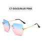 Vintage Blinky Fashion Oversized Rimless Sunglasses For Women