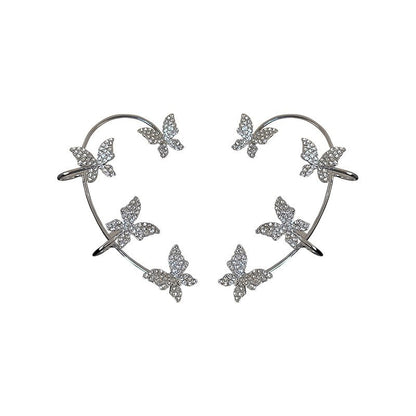 Butterfly and Snowflake Cuff Clip Earrings