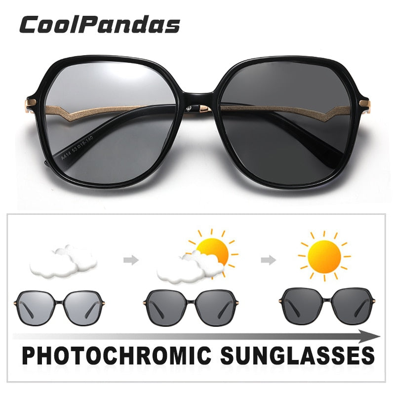 2022 Unique Vintage Frame Photochromic Polarized Sunglasses For Women