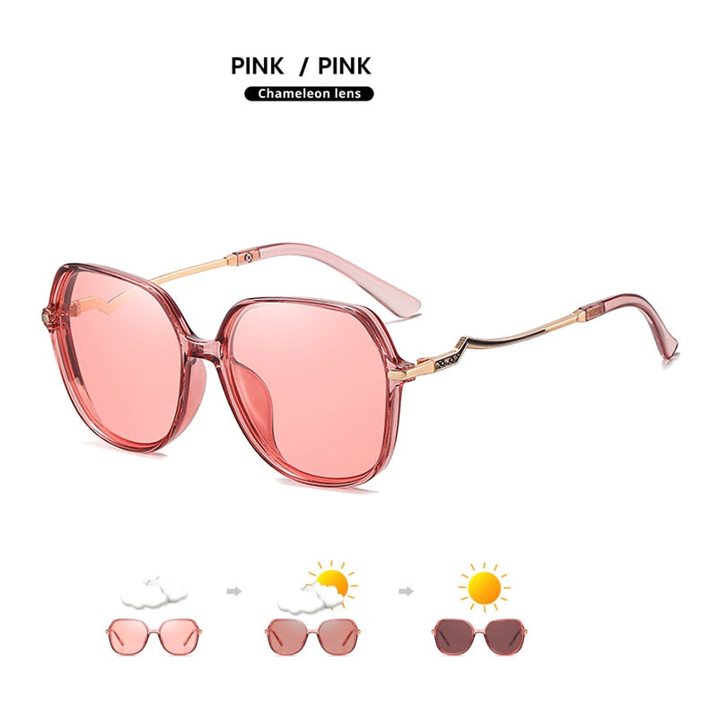 2022 Unique Vintage Frame Photochromic Polarized Sunglasses For Women