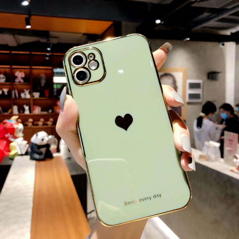 Electroplated Shockproof Protective Cover iPhone Case With Heart