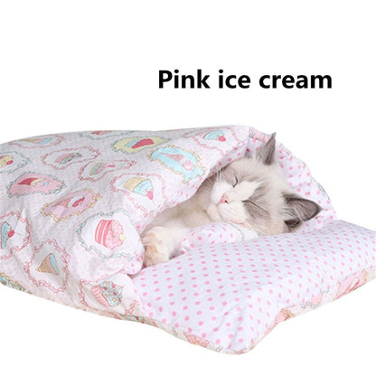 Pets Sleeping Bed with A Pillow for Cats & Dogs