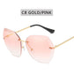 Vintage Blinky Fashion Oversized Rimless Sunglasses For Women