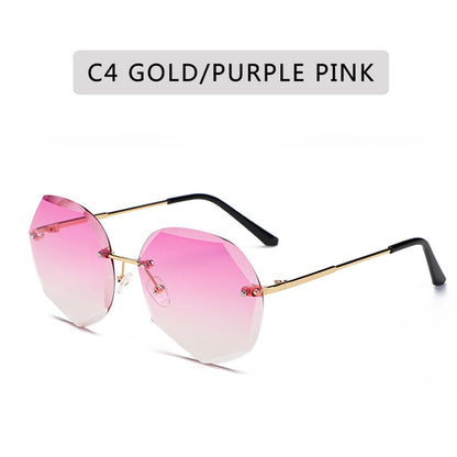 Vintage Blinky Fashion Oversized Rimless Sunglasses For Women