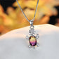 Cute Turtle Blue Purple Oval Zircon Pendant Rainbow Stone  Necklaces