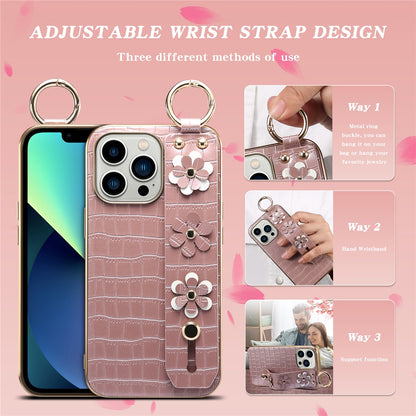Fashion Leather With Ring Wrist Band Holder Cover For iPhone 13/12