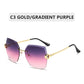 Vintage Blinky Fashion Oversized Rimless Sunglasses For Women