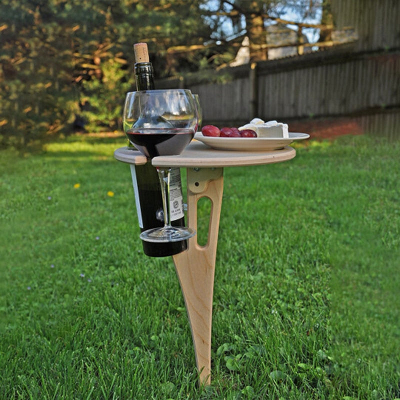 Outdoor Wooden Foldable Round Wine Table