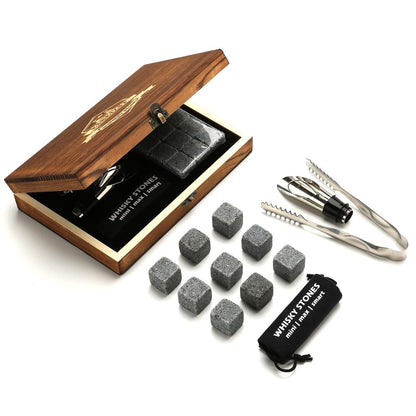 Whiskey Stones Gift Set - 9 Granite Chilling Stones