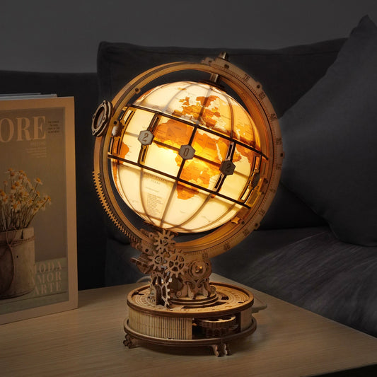 Luminous 3D Wooden Puzzle Globe with LED Light