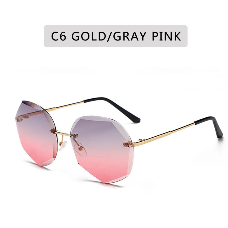 Vintage Blinky Fashion Oversized Rimless Sunglasses For Women