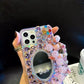 Bling Diamond Bead Chain Mirror Strap Phone Case For iPhone