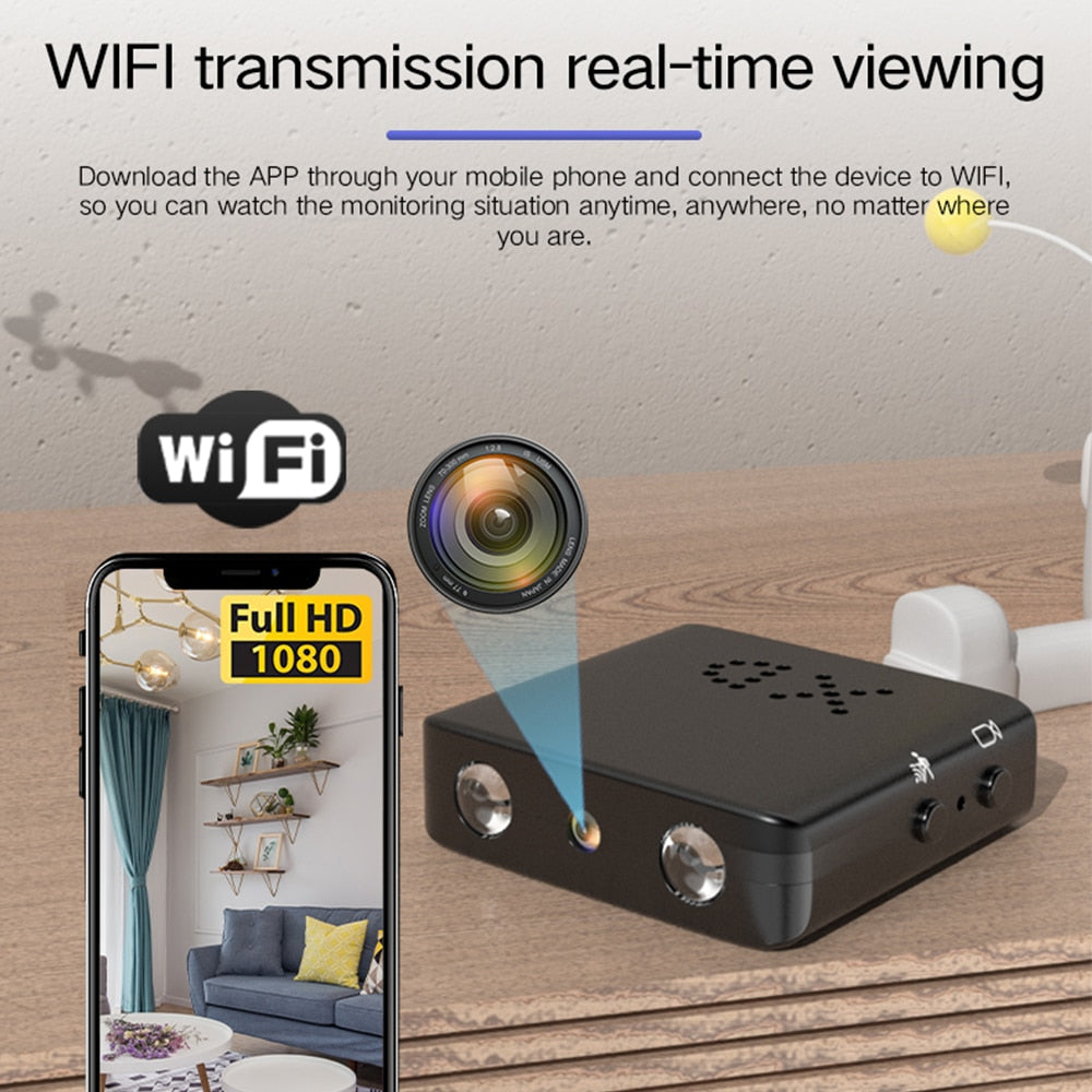 4K Full HD 1080P Mini IP Cam - WiFi | Night Vision | IR-CUT  | Motion Detection