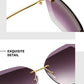 Fashion Brand Design Vintage Rimless Pilot Sunglasses For Women