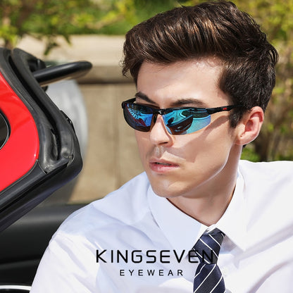 KINGSEVEN Driving Series Aluminum Polarized Blue Mirror Lens Sunglasses For Men & Women