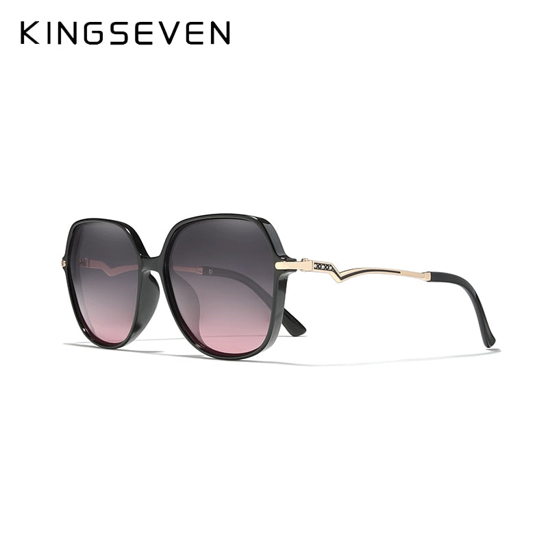 KINGSEVEN Big Frame Polarized Sunglasses For Women With Lightning Shaped Temples - UV400 Protection