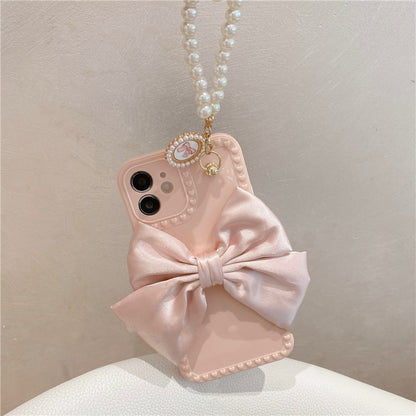 Pearl Bracelet Bow Soft Phone Case For iPhone