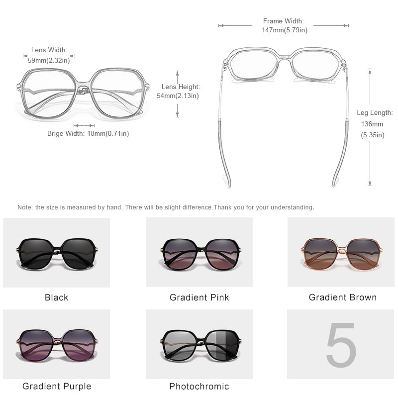 KINGSEVEN Big Frame Polarized Sunglasses For Women With Lightning Shaped Temples - UV400 Protection