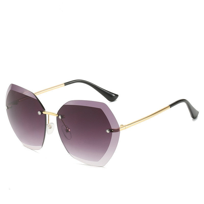 Fashion Brand Design Vintage Rimless Pilot Sunglasses For Women