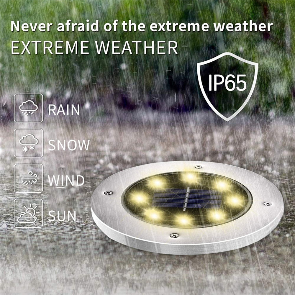 SolarLight Waterproof Solar Powered Ground 8/12/20 LED Light