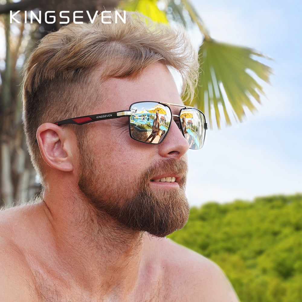 KINGSEVEN Aluminum Men's Photochromic Polarized Sunglasses - Brand Design Temples | Coating Mirror Glasses