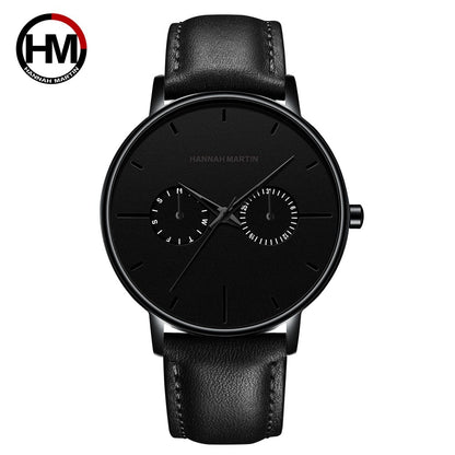 Black Multifunction Minimalism Design Stainless Steel Mesh Band Watch For Men