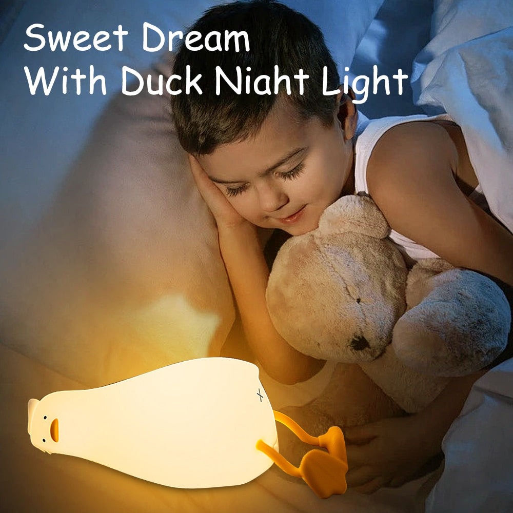 Cute Silicone Laying Duck LED Night Light