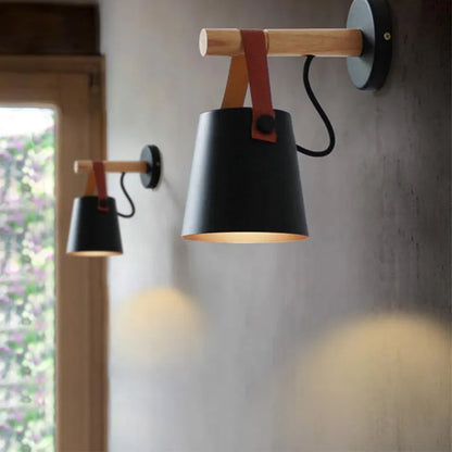 Nordic Wooden Hanging Wall Lamp