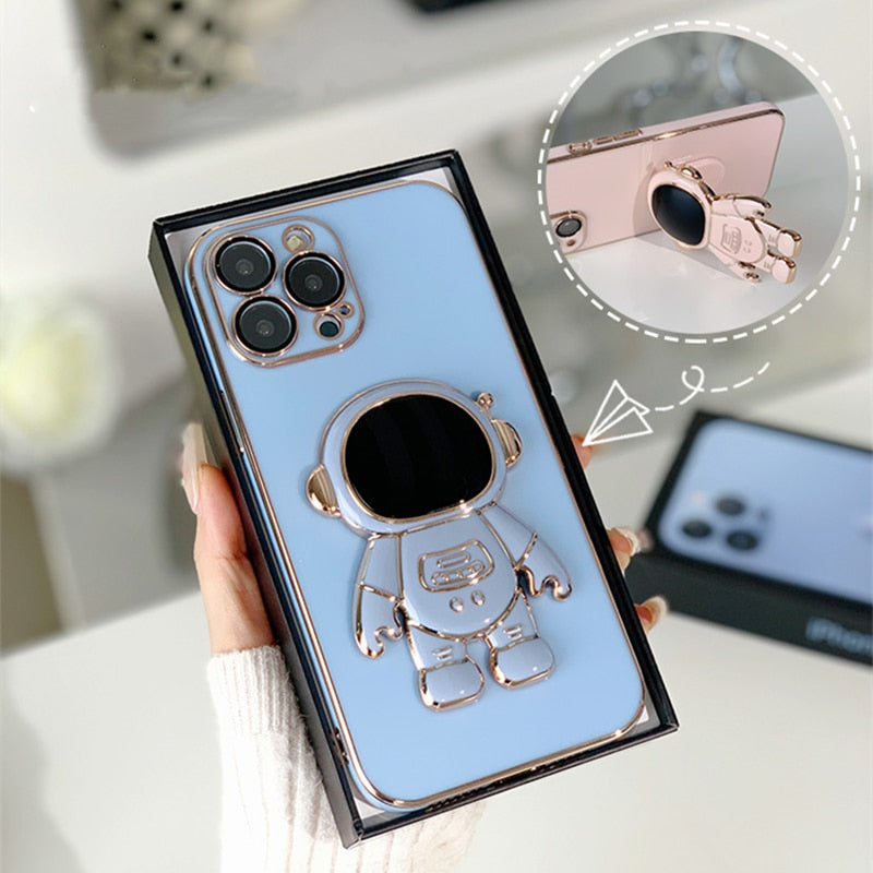 Electroplated Astronaut Folding Stand Case For iPhone 11 12 13 Pro Max