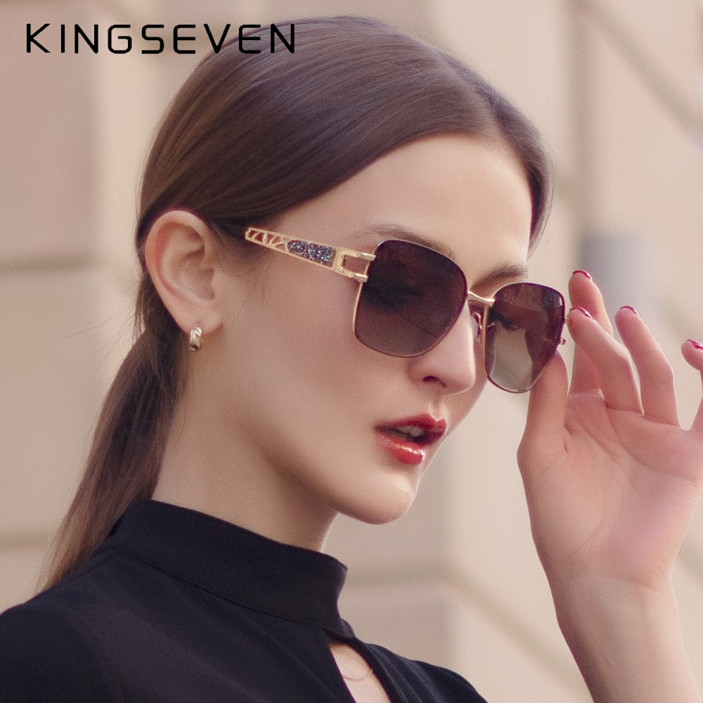 KINGSEVEN Elegant Design Fashion High Quality Stainless Steel Polarized UV400 Women Sunglasses