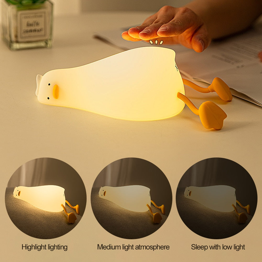 Cute Silicone Laying Duck LED Night Light