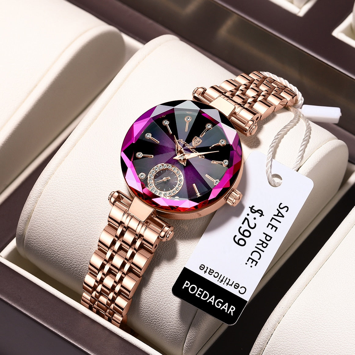 Luxury Jewelry Design Rose Gold Steel Quartz Watch For Women