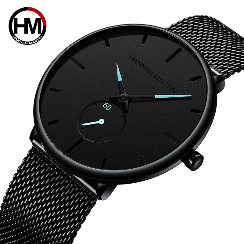 Black Minimalism Design Stainless Steel Mesh Band For Men