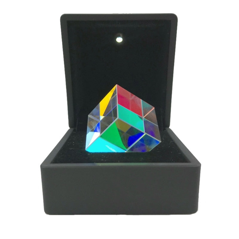 Amazing Glass Cube Prism With Light Box