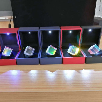 Amazing Glass Cube Prism With Light Box