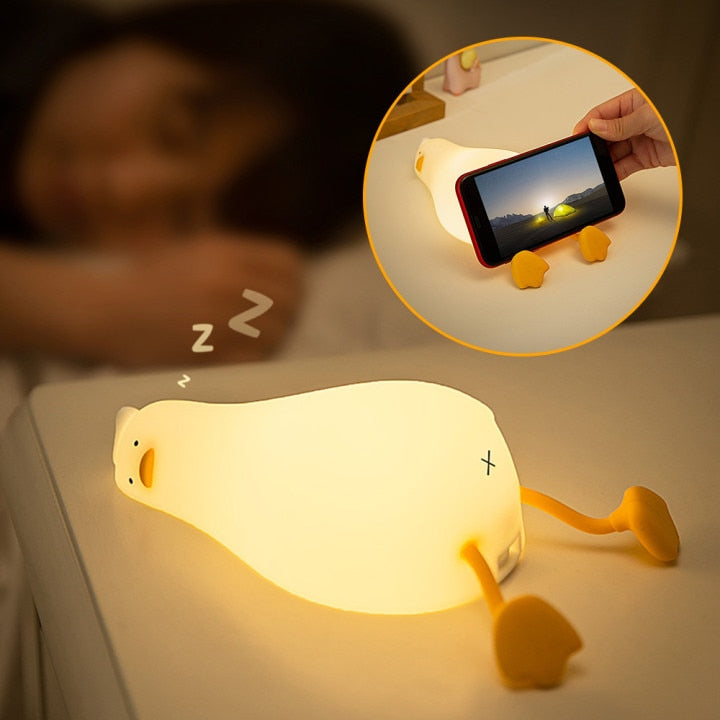 Cute Silicone Laying Duck LED Night Light