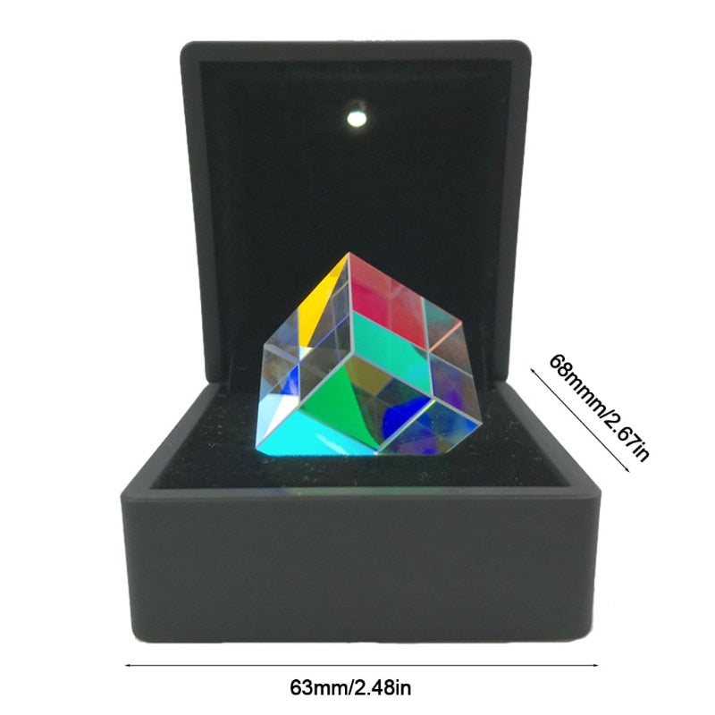 Amazing Glass Cube Prism With Light Box