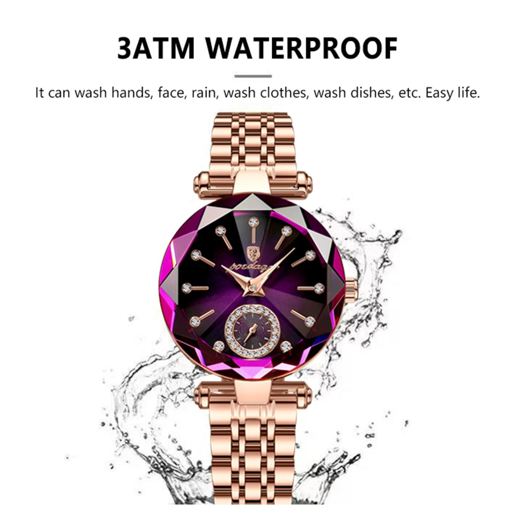 Luxury Jewelry Design Rose Gold Steel Quartz Watch For Women