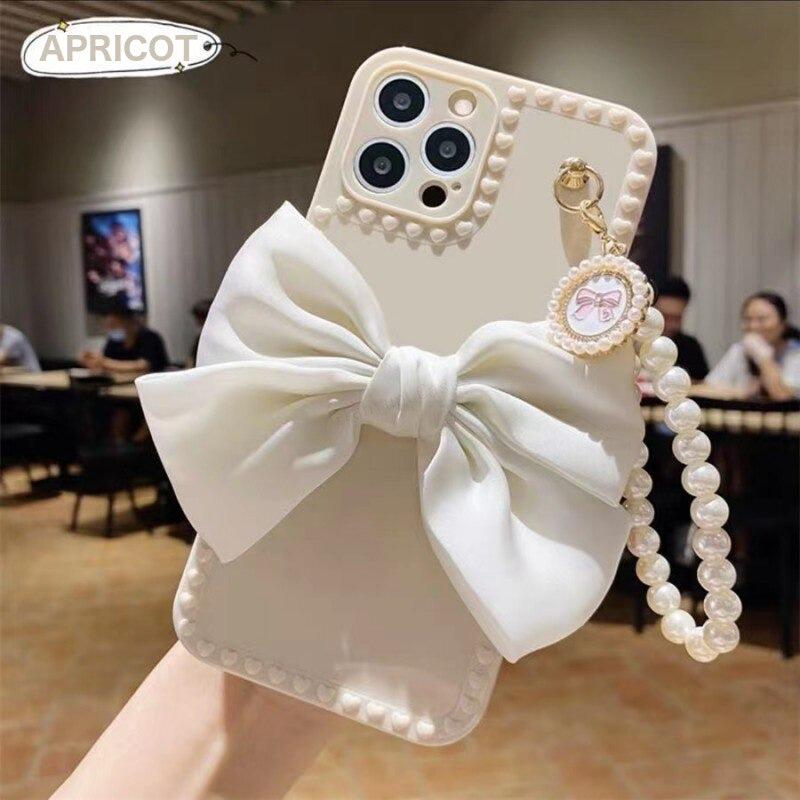 Pearl Bracelet Bow Soft Phone Case For iPhone