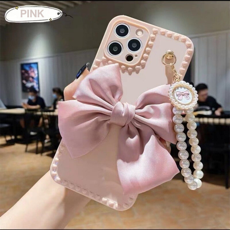 Pearl Bracelet Bow Soft Phone Case For iPhone