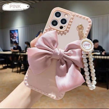 Pearl Bracelet Bow Soft Phone Case For iPhone