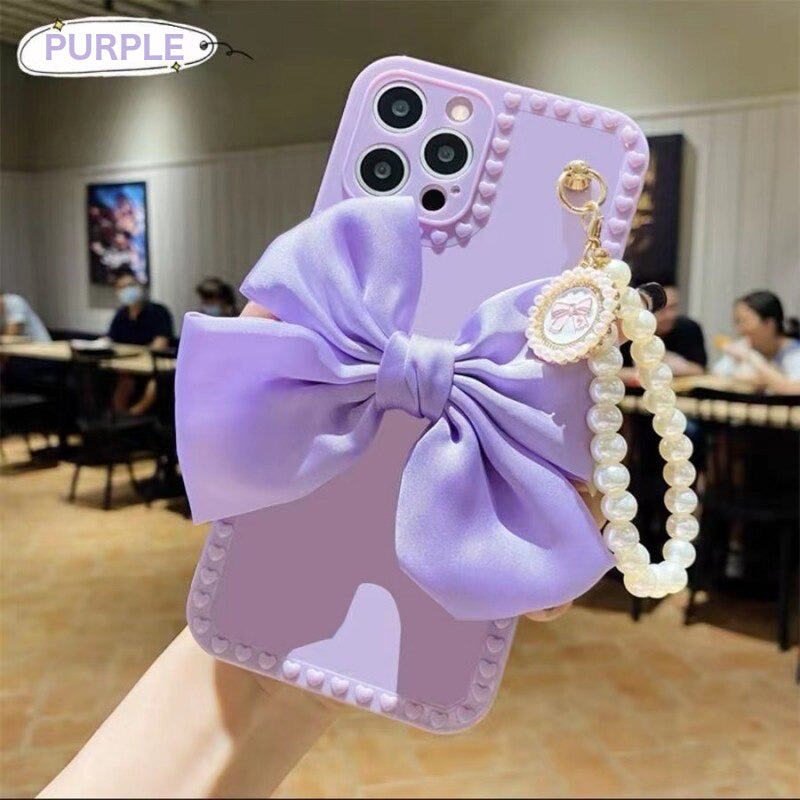 Pearl Bracelet Bow Soft Phone Case For iPhone