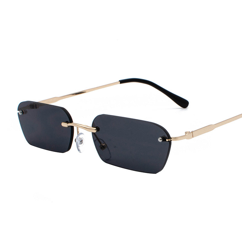 Hong Kong Style Men's Personality Yellow Square Rimless Glasses