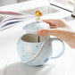 Creative Spaceman Planet Round Mug With Lid Spoon