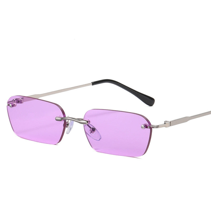 Hong Kong Style Men's Personality Yellow Square Rimless Glasses