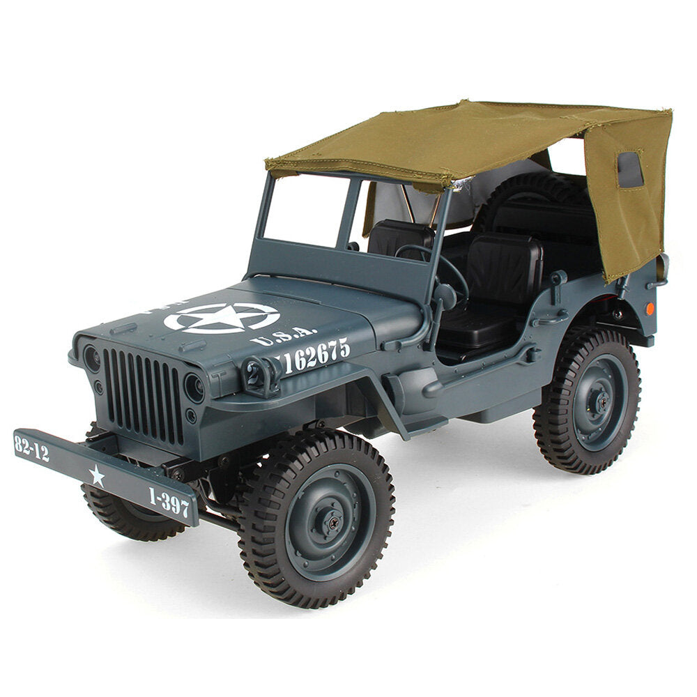 1:10 2.4G 4WD RC Off-Road Military Truck With Canopy and LED Light - Jedi Proportional Control - Crawler - RTR - JJRC Q65